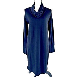 Dalia Fleece Lined Tunic Dress A Line Cowl Neck Stretch Black Cozy Soft EUC S